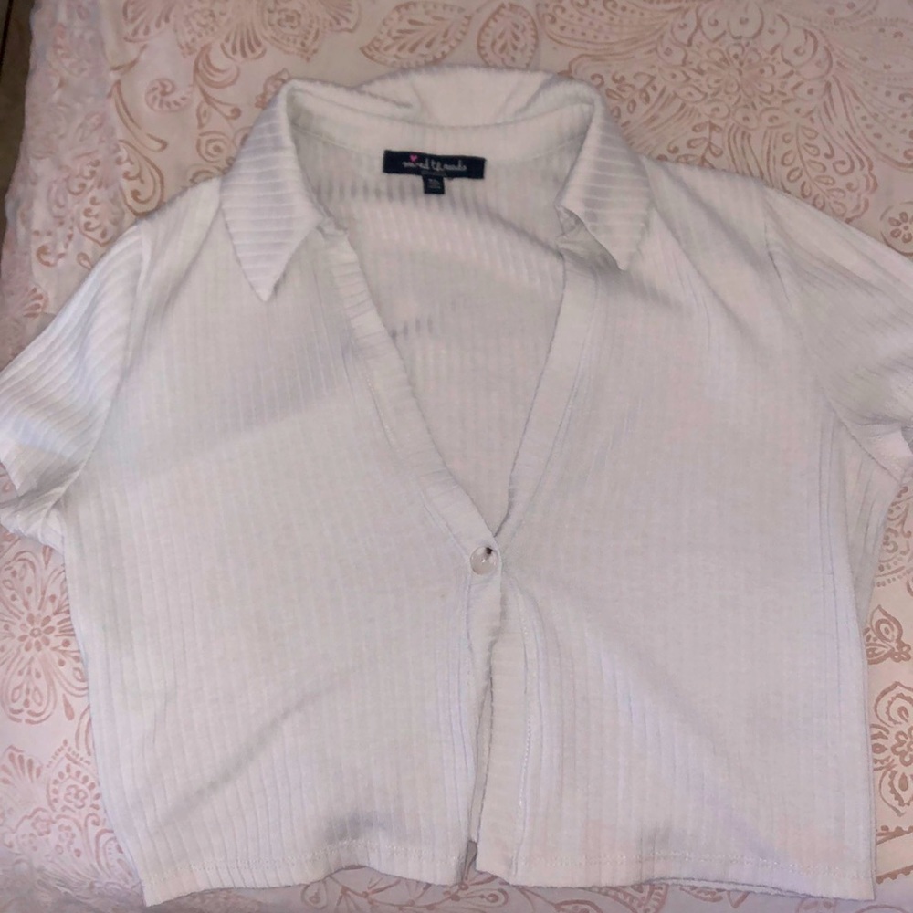 Mixed Threads White Collar Crop Top